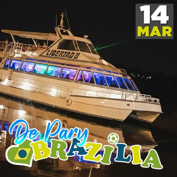 Fiesta en Barco De Pary Brazilia: La mejor música, tragos y caipis, comida brasilera y hasta una comparsa!